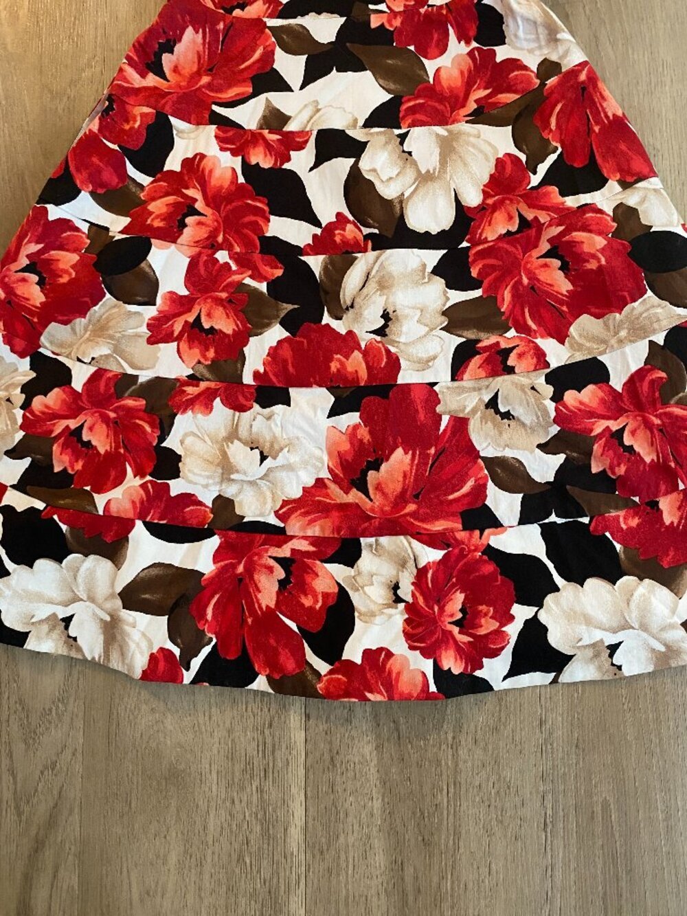 White House Black Market Strapless Floral Fit & Flare Dress Size 0 Pockets Retro - Picture 10 of 11